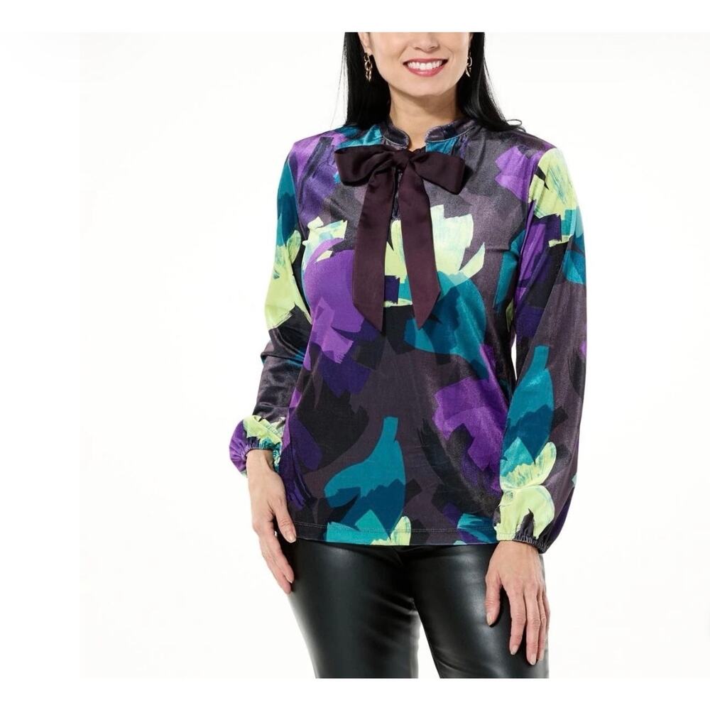 Wonder by Christian Siriano Long Blouson Sleeve Top With Bow Detail Size XS